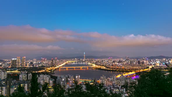 Time Lapse seoul City Skyline LotteTower south korea