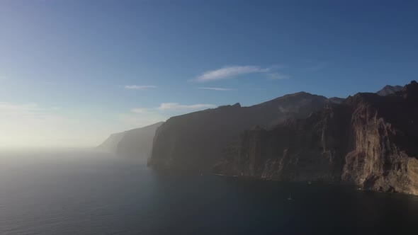 Top View of the Acantilados De Los Gigantes Mountains at Sunset Tenerife Canary Islands Spain