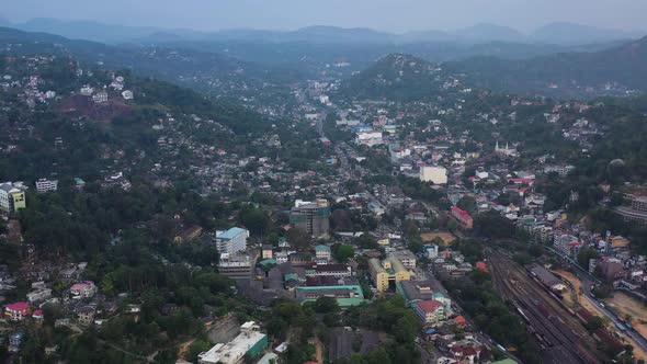 Aerial view of Kendy, a small town in Sri Lanka alt