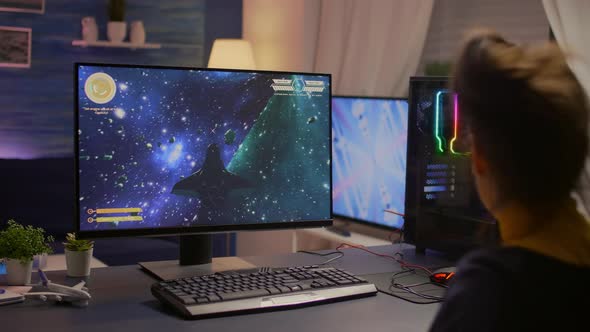 Player Sitting on Gaming Chair and Start Playing alt