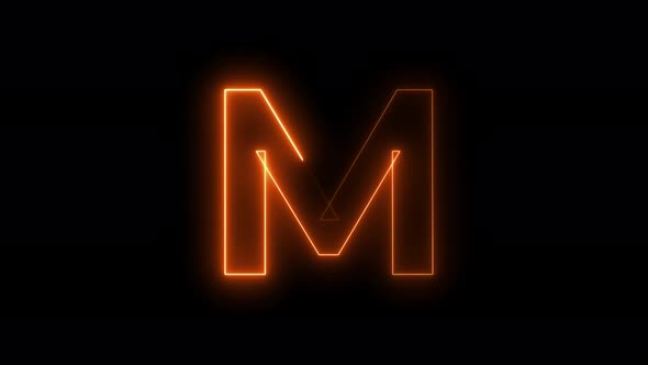 Neon animation seamless Letter M . 4K video background.