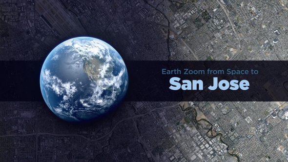 San Jose (California, USA) Earth Zoom to the City from Space