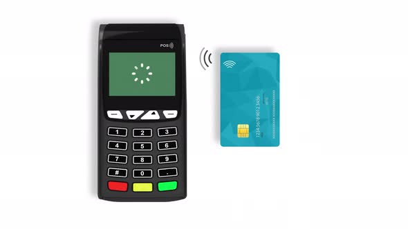 Pos Device with Contactless Credit Card 4K