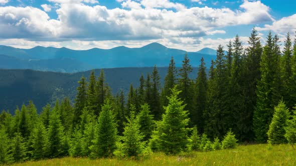 Mountain Landscape with a Fast Clouds and Shadows alt