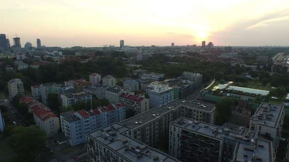 Aerial view of buildings in Warsaw