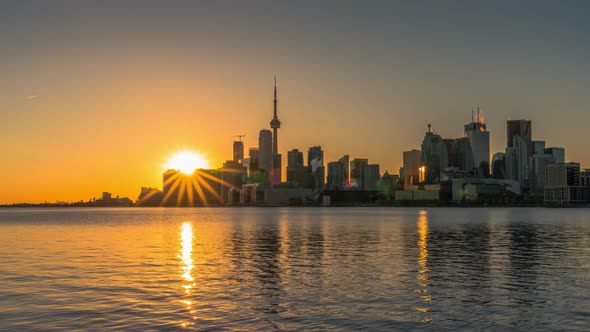 Toronto Sunset City Skyline Reflections at Polson Pier