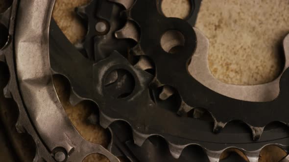 Cinematic, rotating shot of gears  alt