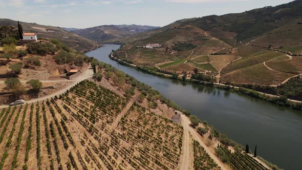 Aerial Shot of Douro Wine Region alt
