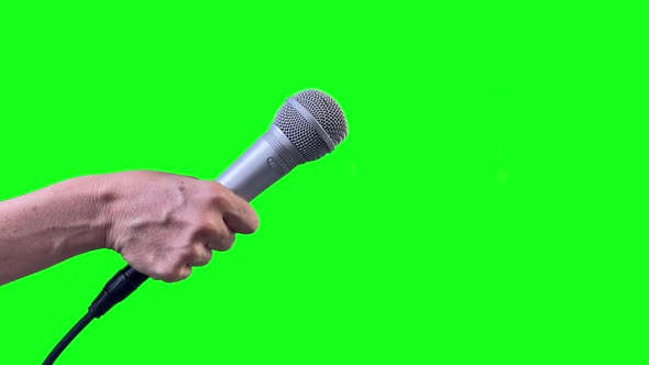Mic Isolated on Green Screen. 4K.