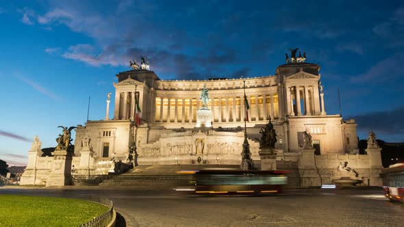 Vittorio Emanuele II Monument Aka Altare Della Patria As Night Falls in Rome