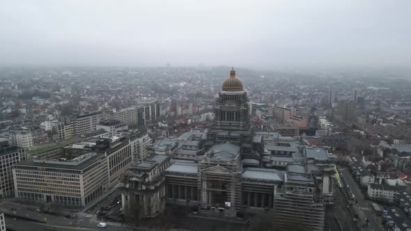 palace of justice of brussels with city overview, aerial alt