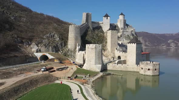 Reconstructed castle by the river Danube