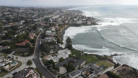 Aerial View of the Cove with Big Villa in La Jolla Hermosa California USA alt
