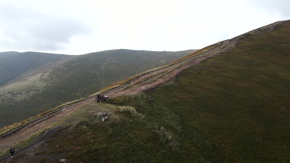 Aerial View of Off Road Car at the Trail Mountains Attraction alt