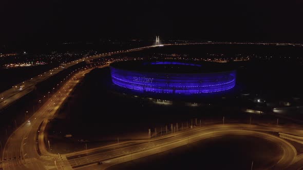 Football Stadium from above at night