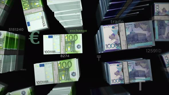 Euro and Kazakhstan Tenge money exchange loop alt