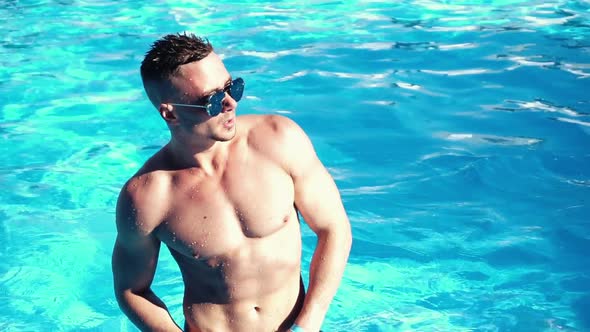 Sexy Man in a Pool
