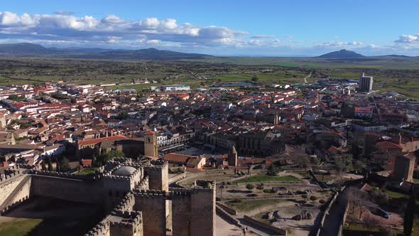 Aerial View of the Medieval Village of Trujillo Extremadura Spain alt