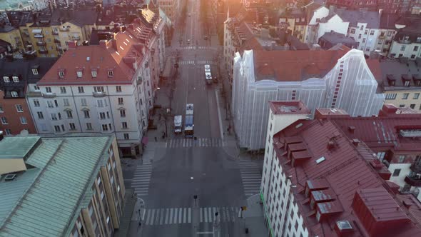 Aerial View of City Street in Stockholm, Sweden