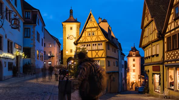 Evening Timelapse of Rothenburg Ob Der Tauber at Christmas alt