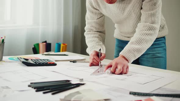 Architect Designer Workplace Closeup alt