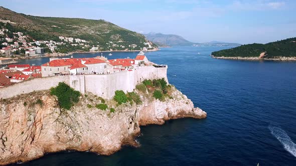 Aerial View of the roofs at sunset in Old Town of Dubrovnik, Croatia alt