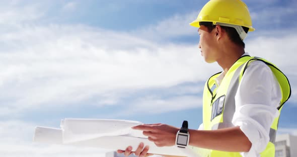 Architect reading plan alt