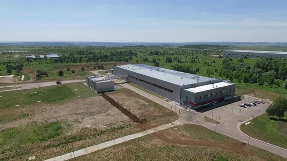 Manufacturing Plant Outside the City, Aerial View alt