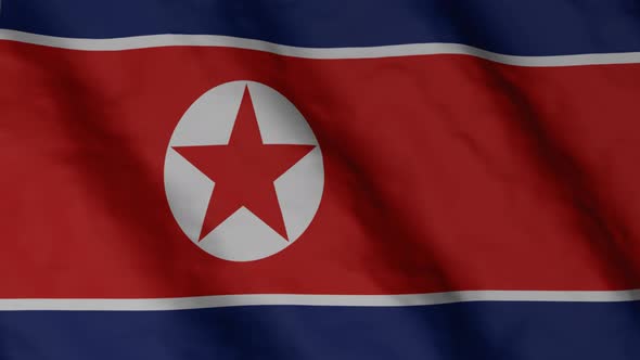 North Korean flag waving in the wind. alt