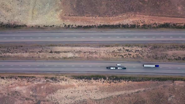 Drone View of Road with Traffic Near Moab