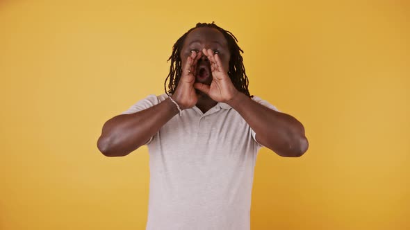 African American Black Man Makes Cupping Gesture, Calling Someone with ...