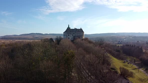 Ukraine Castle in Olesko Aerial, Oleskiy Zamok