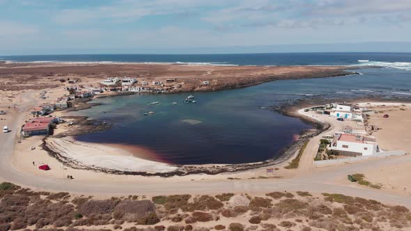 Aerial view of Majanicho Fishing Village Fuerteventura alt