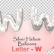 Silver Helium Balloons With Letter – W - VideoHive Item for Sale