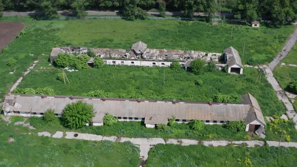 Drone Shot of Abandoned Farm alt