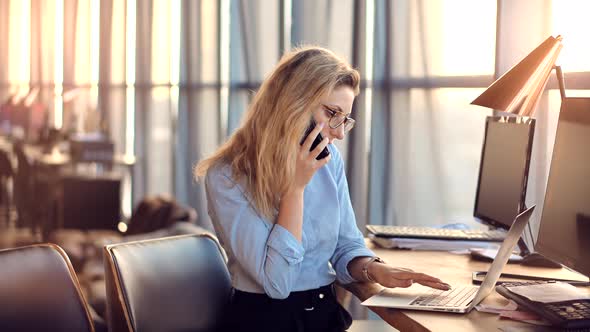 Bookkeeper Auditing Financial Document. Booker Businesswoman In Internet Project Digital Sales. alt