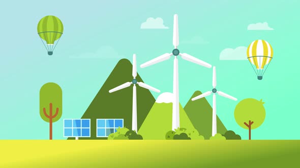 Cartoon Windmill Looped