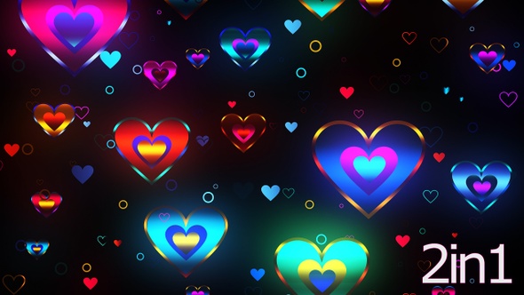 4k Neon Love Hearts