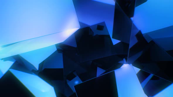 Abstract Reflection Blue Cubes Background 4K