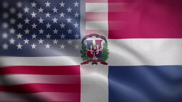 USA Dominican Republic Flag Loop Background 4K