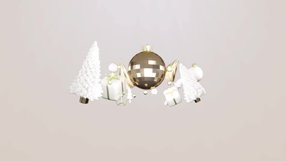 Christmas background with realistic white and gold trending decorations for christmas