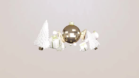Christmas background with realistic white and gold trending decorations for christmas alt