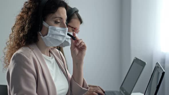 Call Center Operators in Medical Masks