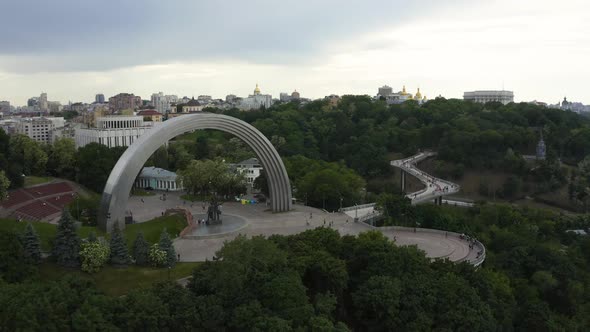 Panoramic View of Arch of Friendship of Peoples From the Sky alt