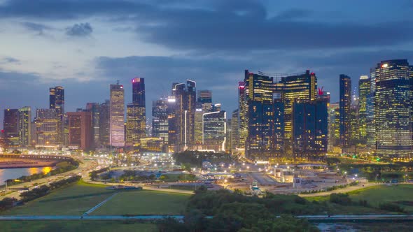 Hyper lapse video 4K, Beautiful moment of Singapore and business and financial district,