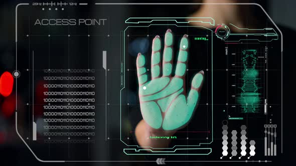 Biometric Hand Scanner Denied Hacker Access Check Man Identity Security Closeup alt