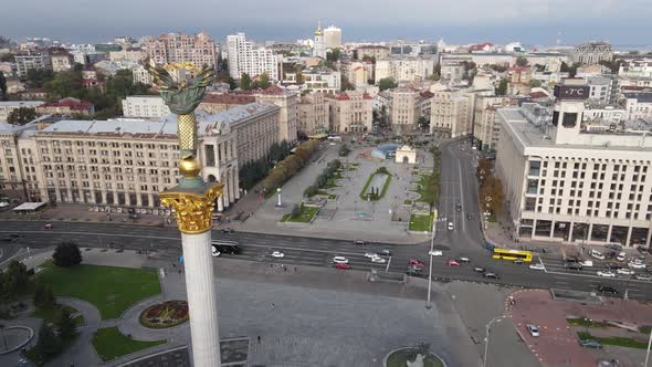 Kyiv, Ukraine in Autumn : Independence Square, Maidan, Aerial View alt