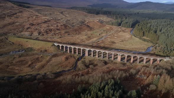 Aerial View of the Old Viaduct in Fleet Western Scotland alt
