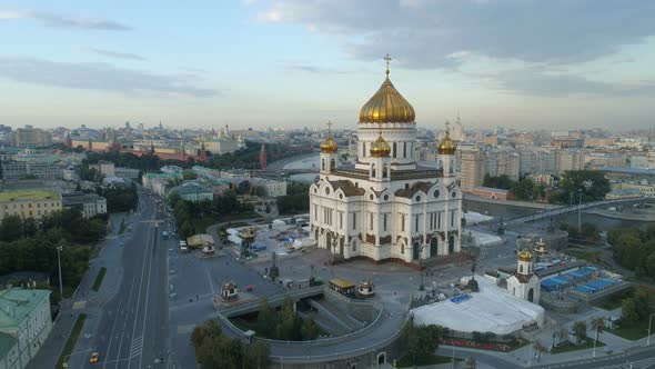 Aerial View of the Christ the Savior Cathedral in Moscow