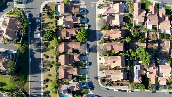 Aerial View of Upper Middle Class Neighborhood with Big Villas Around in San Diego alt
